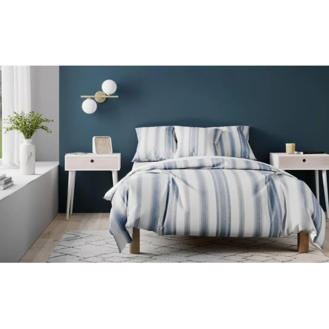 3S. x CollectionHousse de couette coton - MARKUS - Bleu/blanc