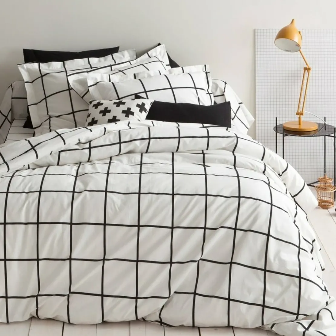 3S. x CollectionHousse de couette coton - PIASTRELLA - Noir/Blanc