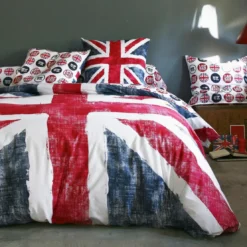 3S. x CollectionHousse de couette coton - OLD FLAG - Bleu