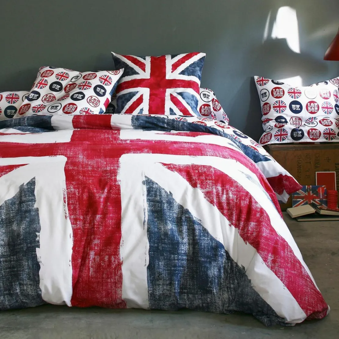 3S. x CollectionHousse de couette coton - OLD FLAG - Bleu