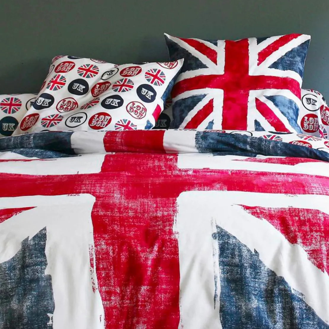 3S. x CollectionHousse de couette coton - OLD FLAG - Bleu