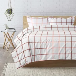 3S. x CollectionHousse de couette coton - PIASTRELLA - Terracotta/Blanc