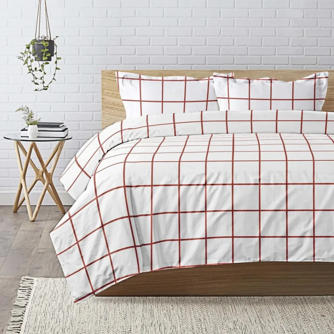 3S. x CollectionHousse de couette coton - PIASTRELLA - Terracotta/Blanc