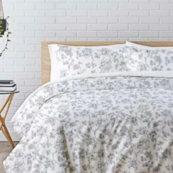 3S. x CollectionHousse de couette coton - TREE LIFE - Blanc / Gris
