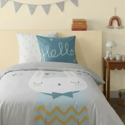3S. x CollectionHousse de couette coton - LAPINOU -bleu