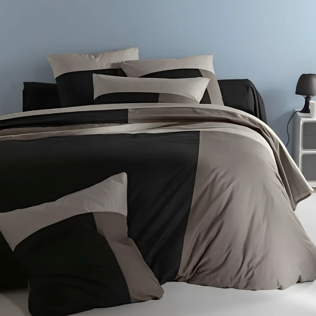 3S. x CollectionHousse de couette en coton - TRIO - Noir