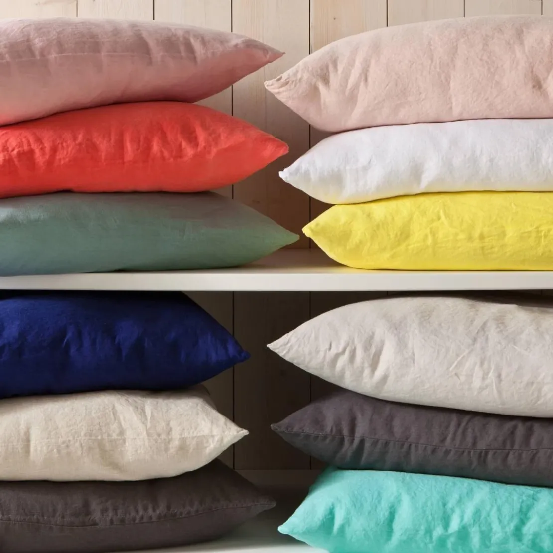 3S. x CollectionHousse de coussin lin lavé - rose