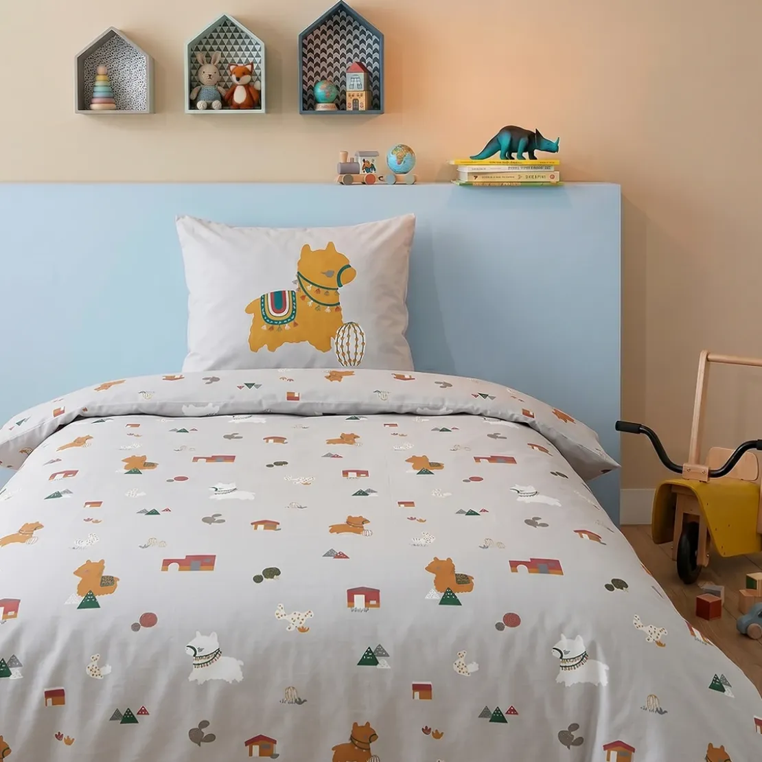 3S. x CollectionParure de lit coton LAMA - Gris clair