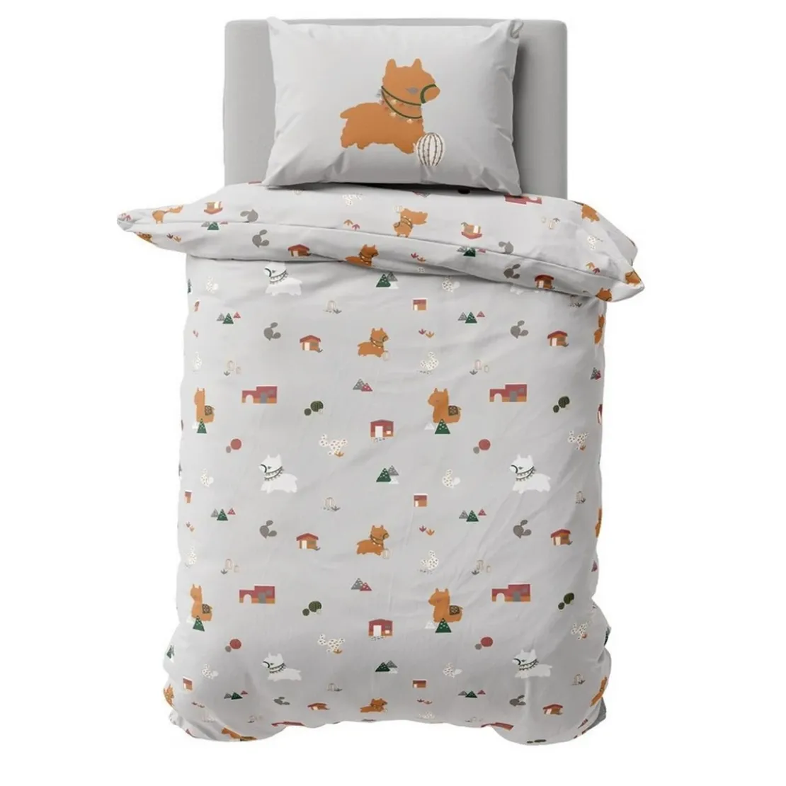 3S. x CollectionParure de lit coton LAMA - Gris clair