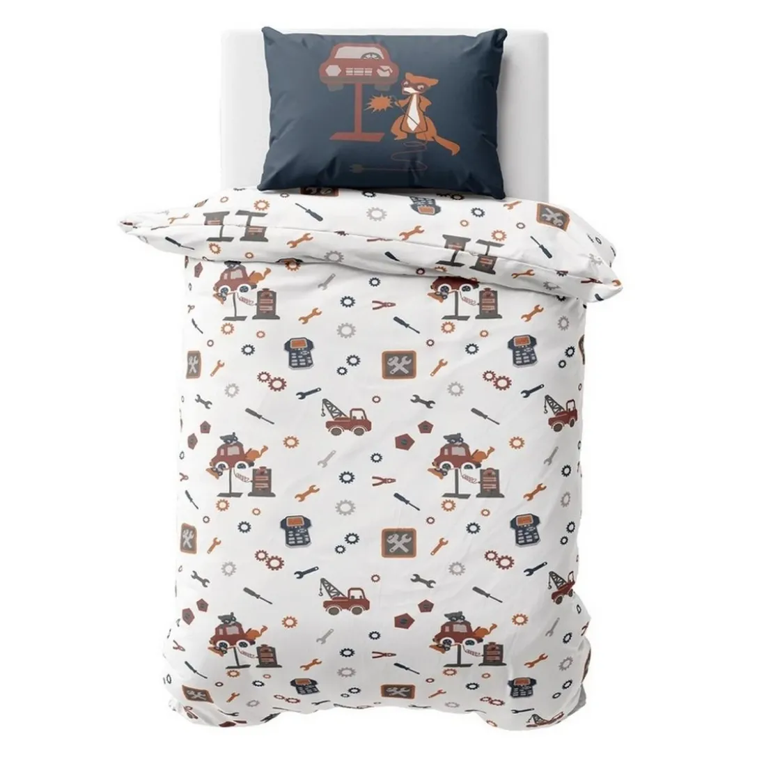 3S. x CollectionParure de lit coton - MECANO - Blanc