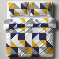 3S. x CollectionParure de lit en coton - TRIGONE - Bleu