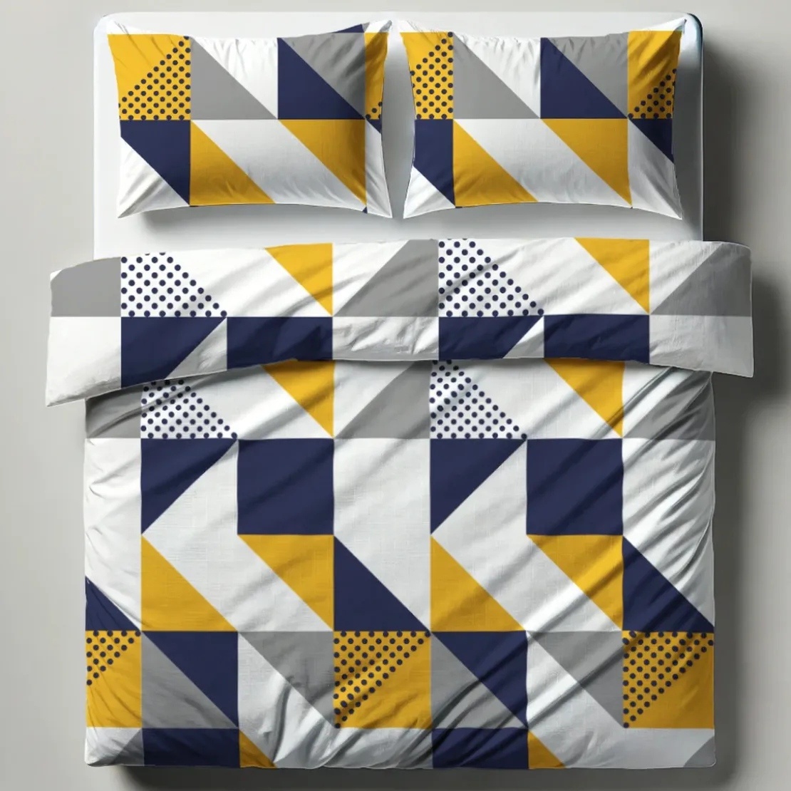 3S. x CollectionParure de lit en coton - TRIGONE - Bleu