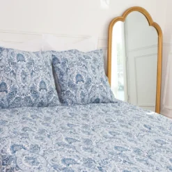 3S. x CollectionParure de lit en coton - MISTRY - Bleu