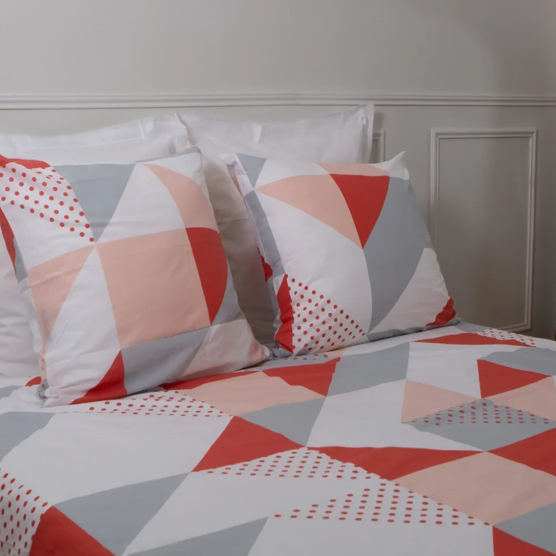 3S. x CollectionParure de lit en coton - TRIGONE - Rose