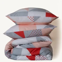 3S. x CollectionParure de lit en coton - TRIGONE - Rose