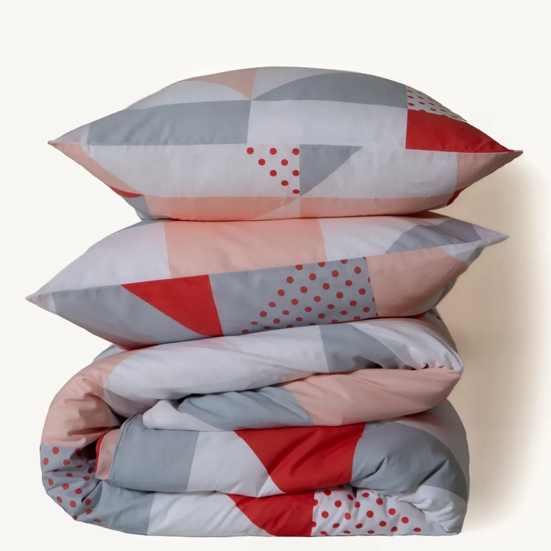 3S. x CollectionParure de lit en coton - TRIGONE - Rose