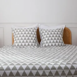 3S. x CollectionParure de lit en Coton - LORENZ- Gris/Blanc