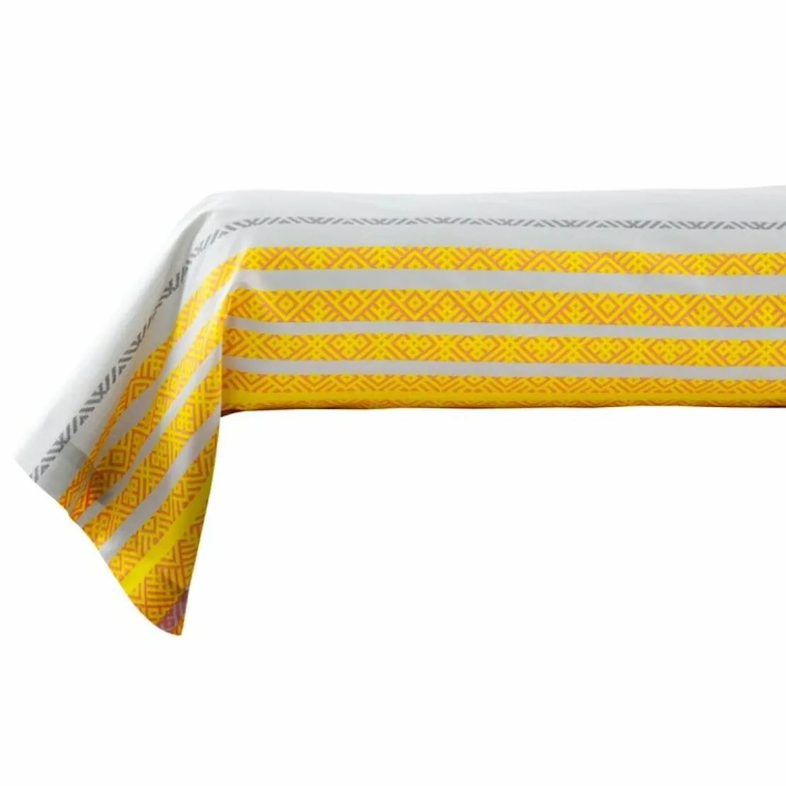 3S. x CollectionTaie de traversin coton FLUKO - gris/jaune