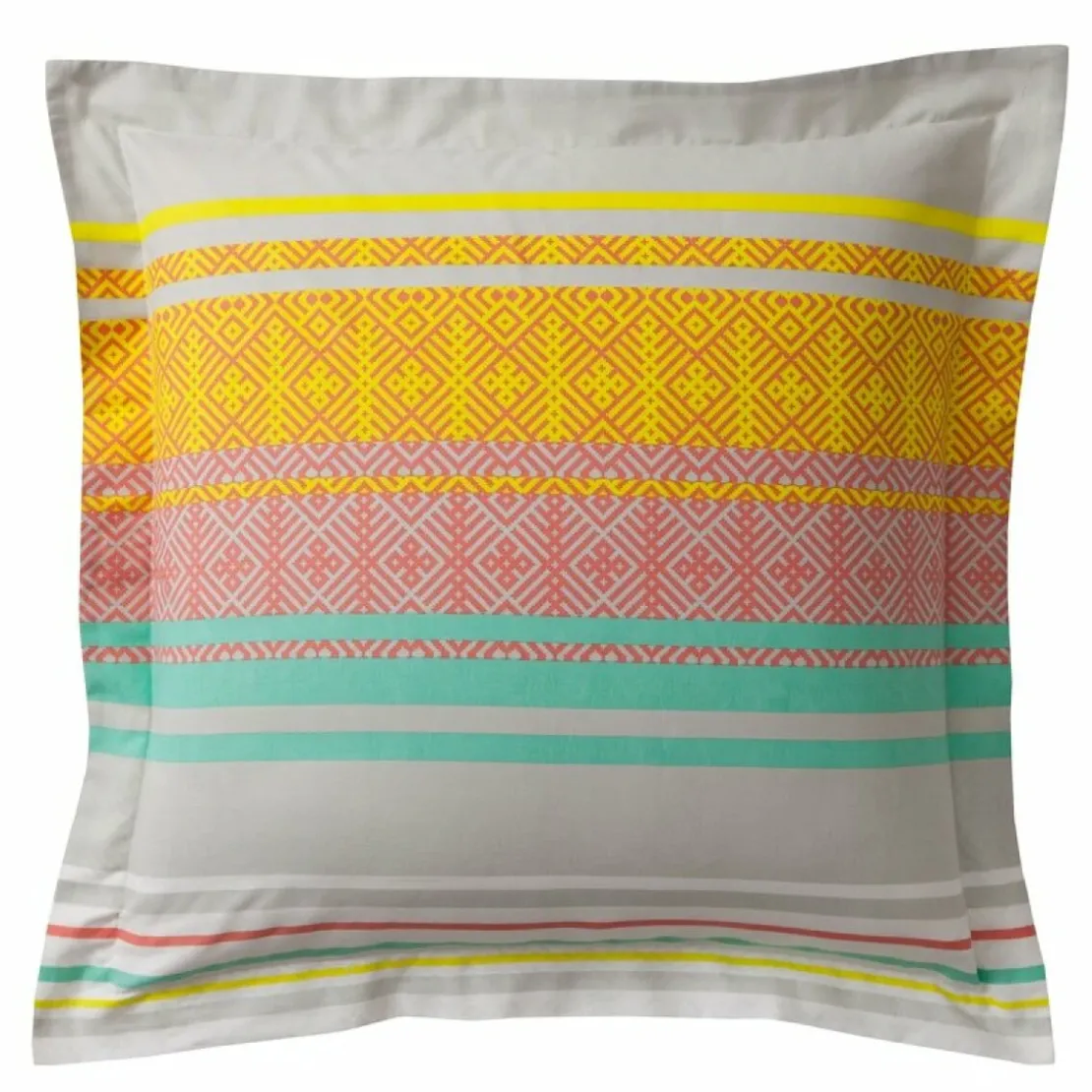 3S. x CollectionTaie de traversin coton FLUKO - gris/jaune
