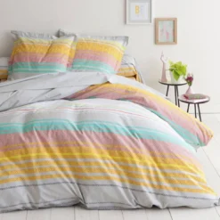 3S. x CollectionTaie de traversin coton FLUKO - gris/jaune