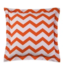 3S. x CollectionTaie de traversin en coton CHEVRON - Orange/Blanc
