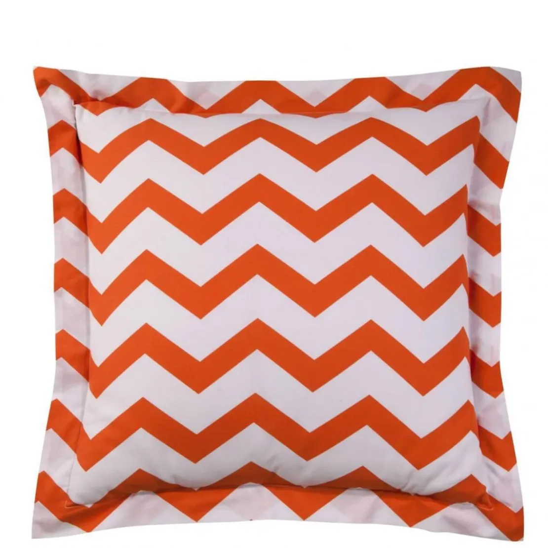 3S. x CollectionTaie de traversin en coton CHEVRON - Orange/Blanc