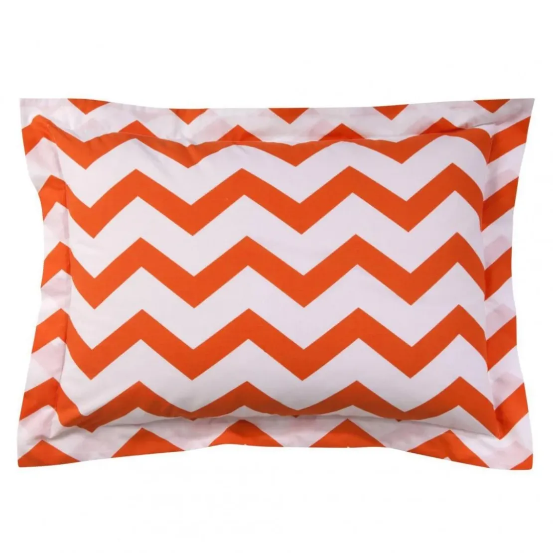 3S. x CollectionTaie de traversin en coton CHEVRON - Orange/Blanc