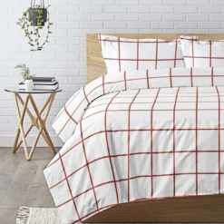 3S. x CollectionTaie d'oreiller ou de traversin coton imprimé - PIASTRELLA - Terracotta/Blanc