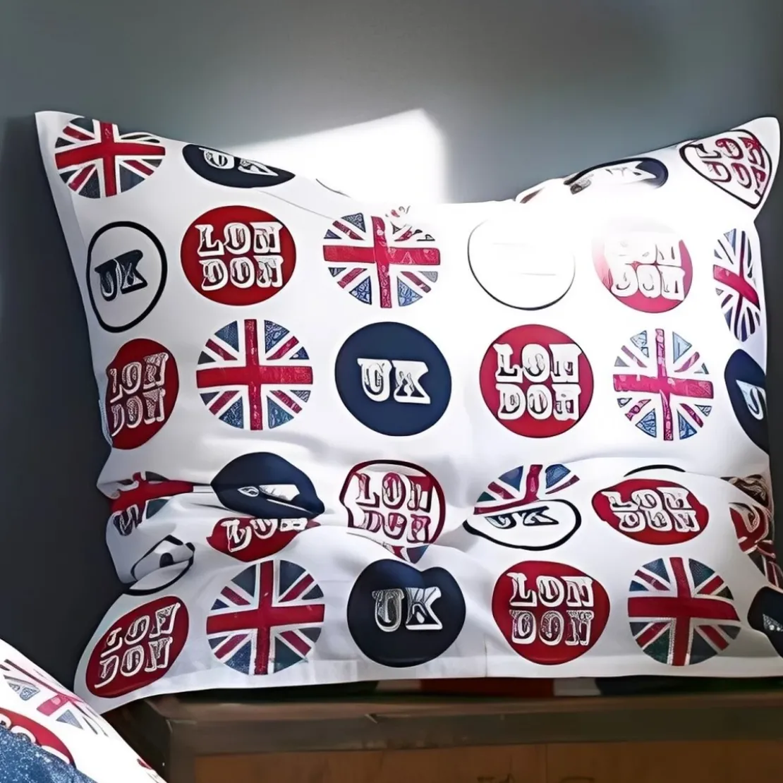 3S. x CollectionTaie d'oreiller anglais Coton - OLD FLAG - Bleu