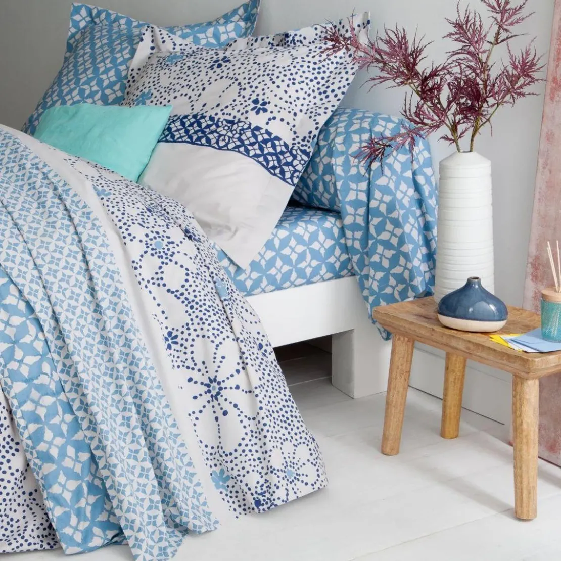 3S. x CollectionTaie d'oreiller, ou de traversin en percale de coton AUGUSTINE