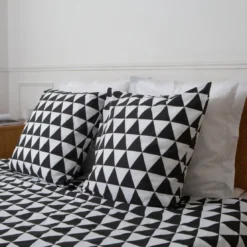 3S. x CollectionTaie d'oreiller en coton - LORENZ - Noir/Blanc