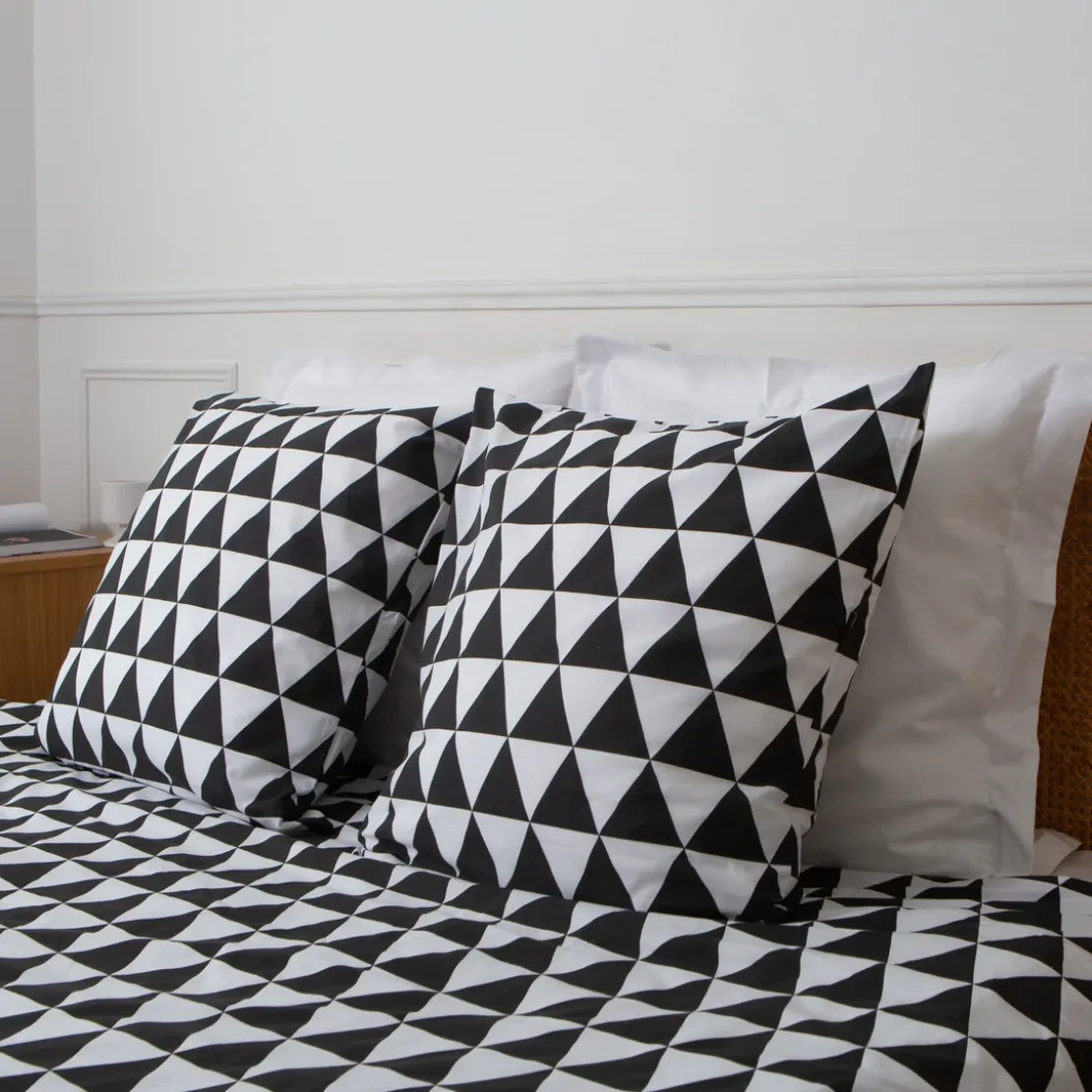 3S. x CollectionTaie d'oreiller en coton - LORENZ - Noir/Blanc
