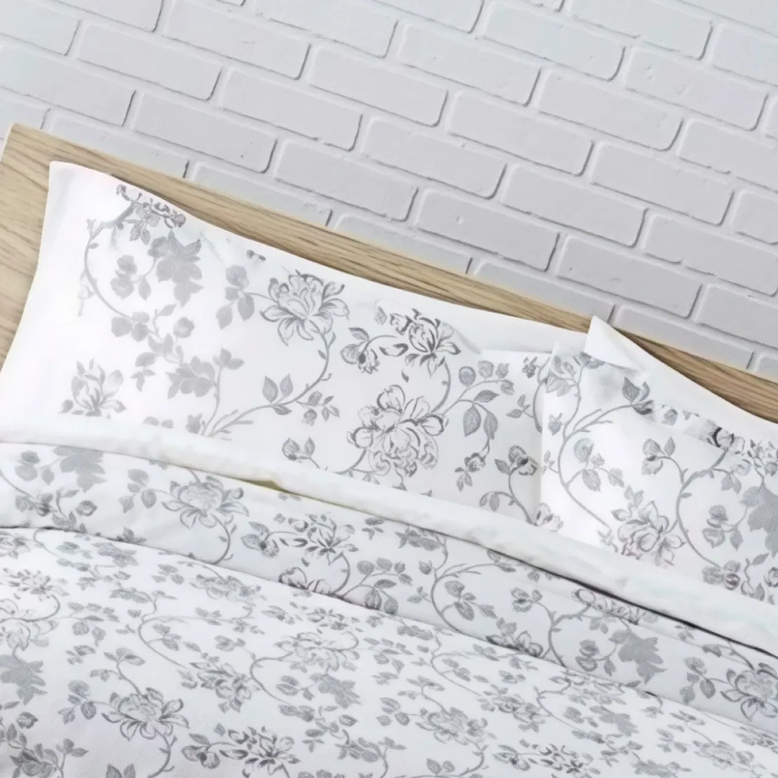 3S. x CollectionTaie d'oreiller, ou de traversin en coton - TREE LIFE - Blanc/Gris