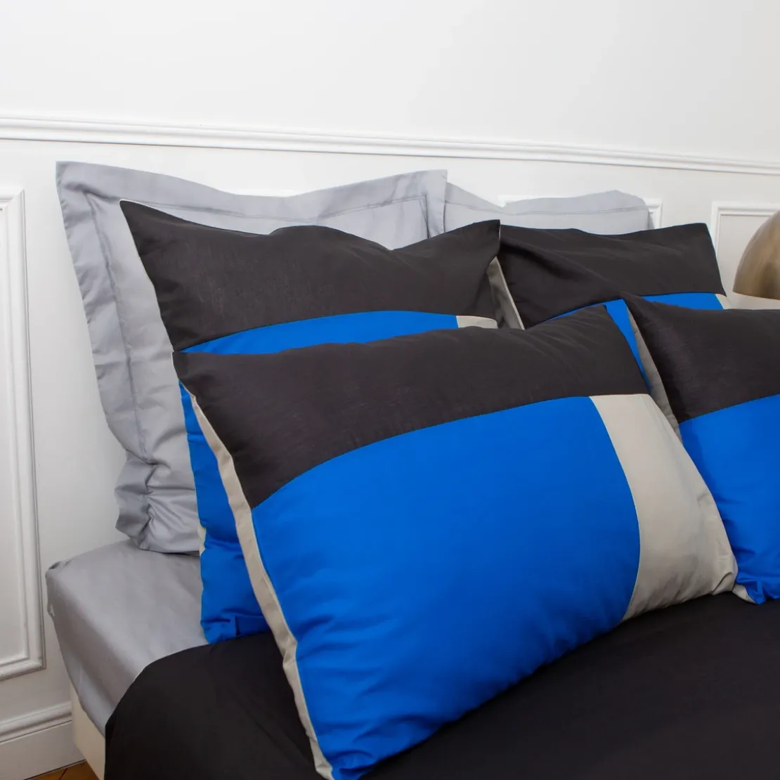 3S. x CollectionTaie d'oreiller en coton - TRIO - Bleu Majorelle