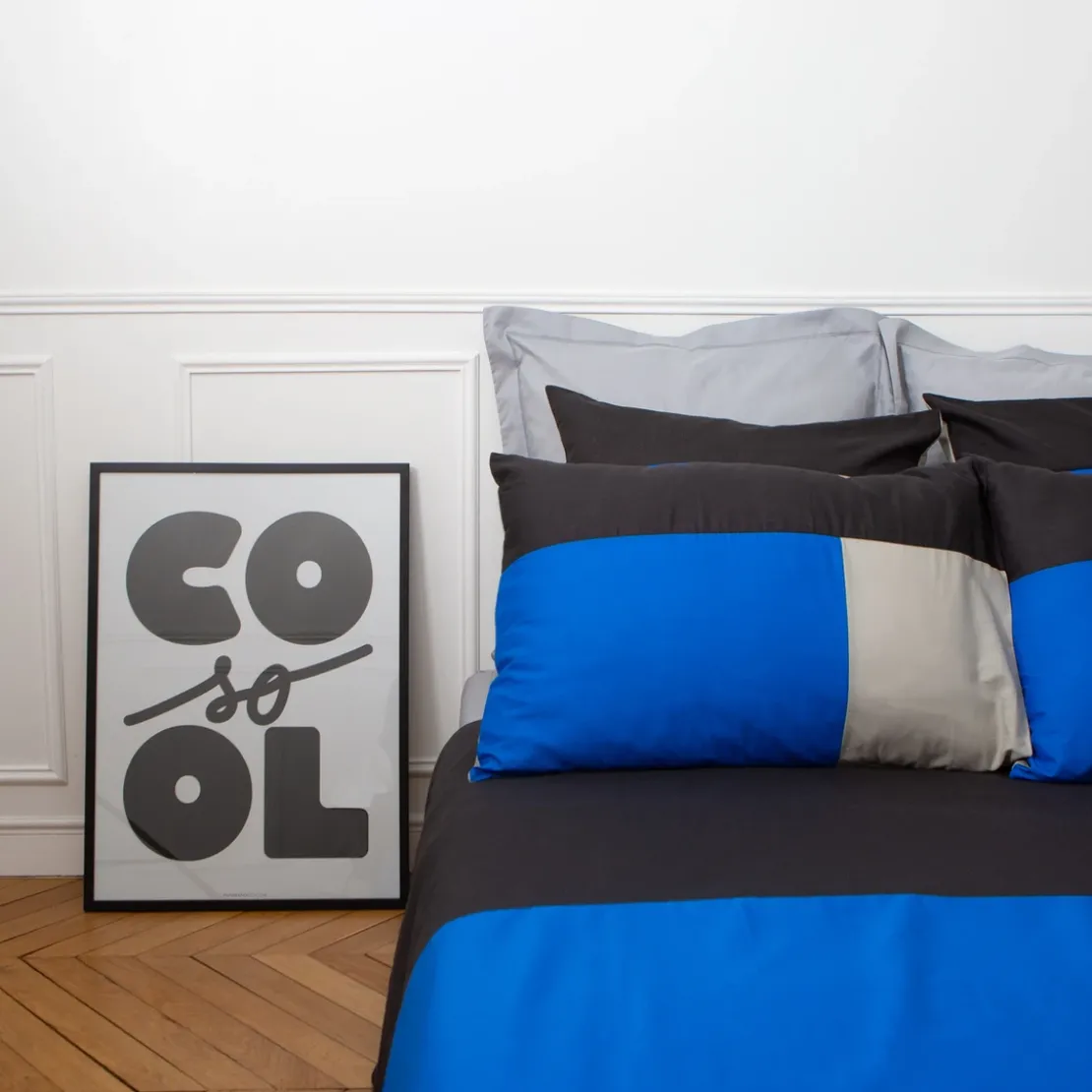 3S. x CollectionTaie d'oreiller en coton - TRIO - Bleu Majorelle