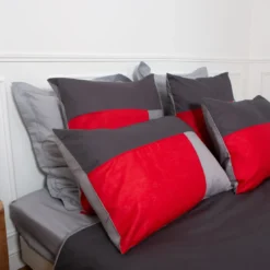 3S. x CollectionTaie d'oreiller en coton - TRIO - Rouge