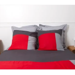 3S. x CollectionTaie d'oreiller en coton - TRIO - Rouge