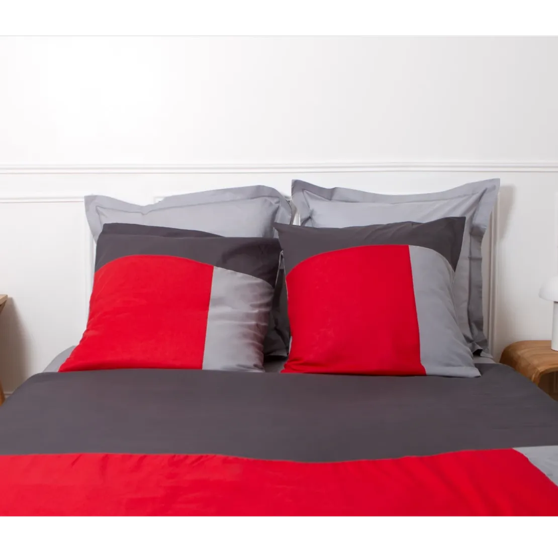 3S. x CollectionTaie d'oreiller en coton - TRIO - Rouge