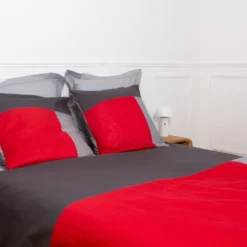 3S. x CollectionTaie d'oreiller en coton - TRIO - Rouge