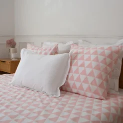 3S. x CollectionTaie d'oreiller, taie de traversin en coton - LORENZ - Rose/Blanc