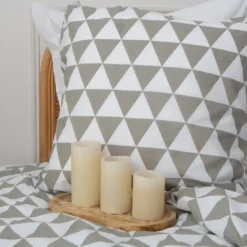 3S. x CollectionTaie d'oreiller, taie de traversin en coton - LORENZ - Gris/Blanc