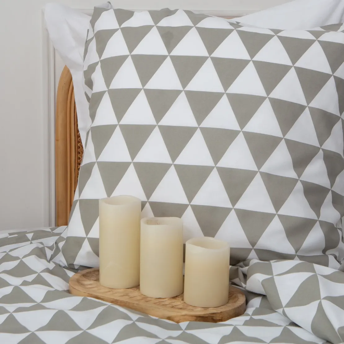 3S. x CollectionTaie d'oreiller, taie de traversin en coton - LORENZ - Gris/Blanc