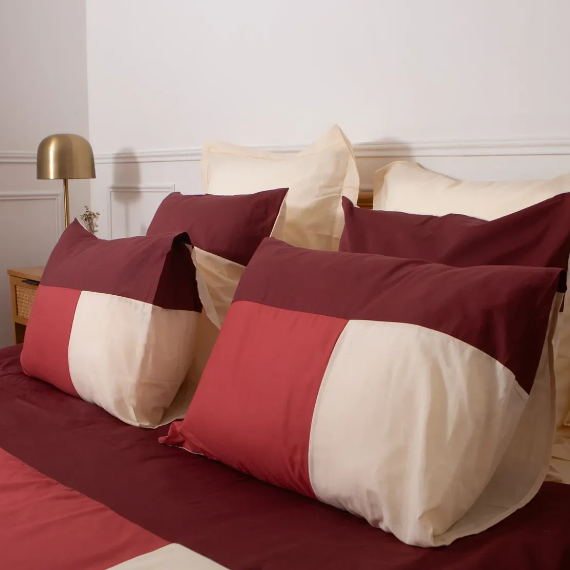 3S. x CollectionTaie d'oreiller en Coton - TRIO -Terracotta