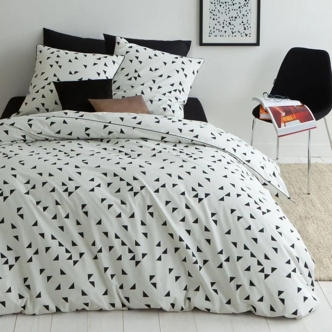 3S. x CollectionTaie d'oreiller coton HAPPY BLACK