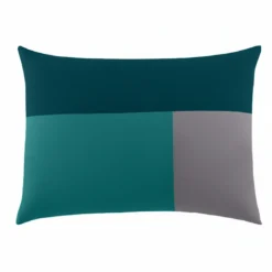 3S. x CollectionTaie d'oreiller, taie de traversin en coton - TRIO - Bleu Canard / Gris