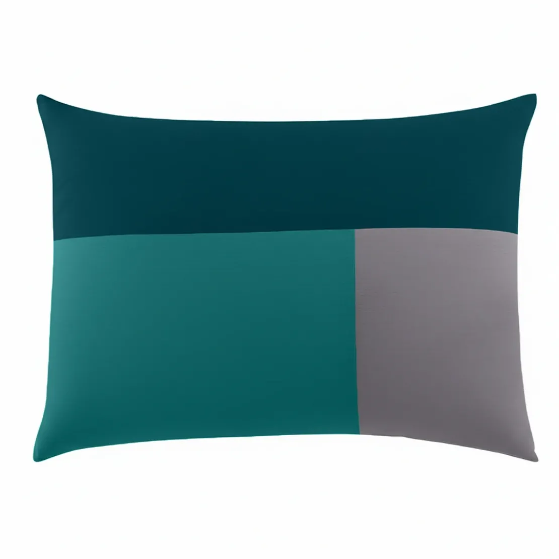 3S. x CollectionTaie d'oreiller, taie de traversin en coton - TRIO - Bleu Canard / Gris