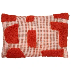 3S. x HomeCoussin "Poppy" coton tufté orange 58x38cm