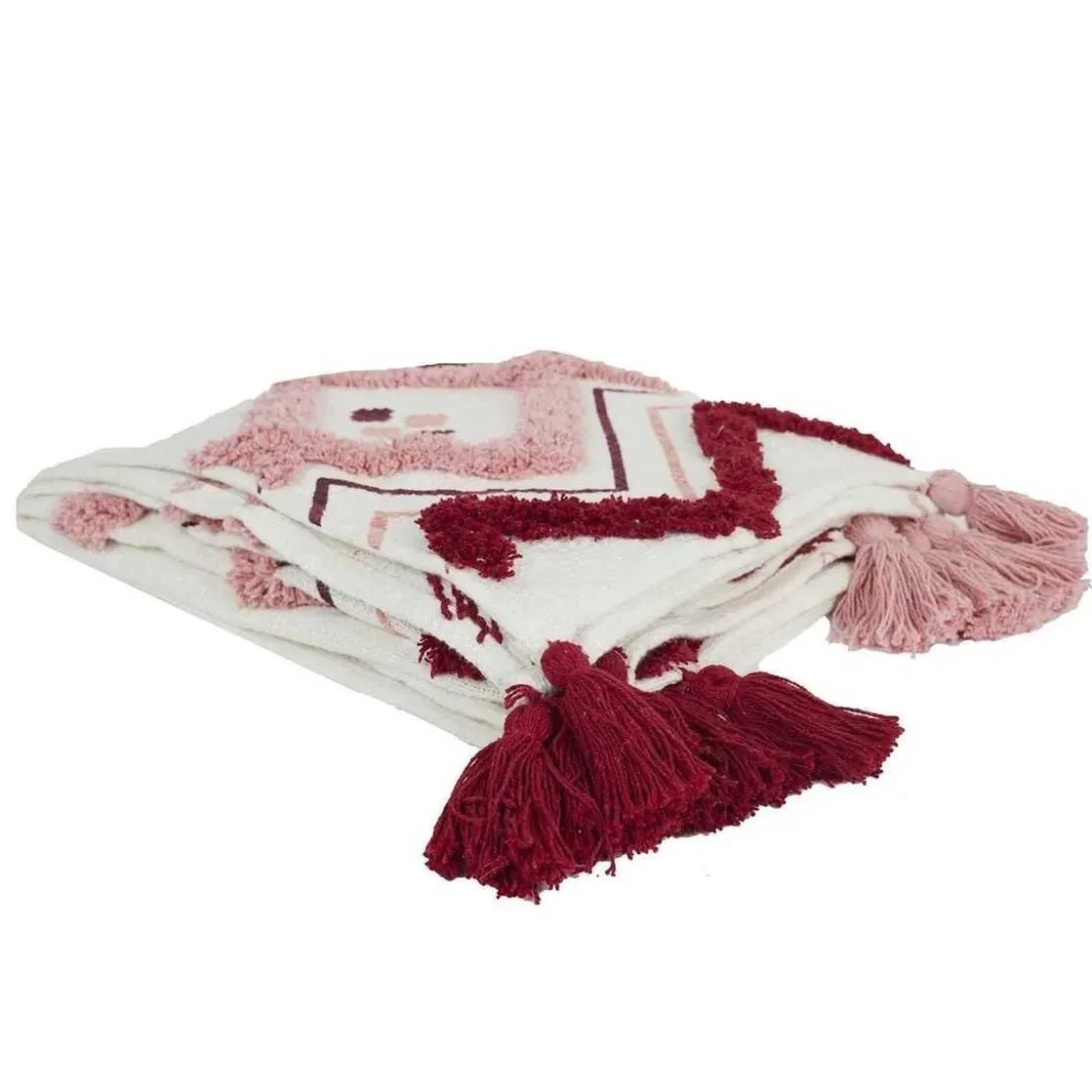 3S. x HomeJeté De Canapé Ethnique Tufté 130x150cm en Coton bicolore