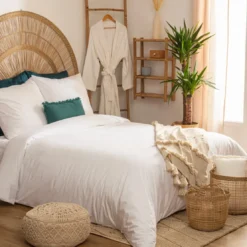 3S. x HomeParure de lit Percale 260x240 cm Landiha - Blanc