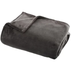 3S. x HomePlaid flanel uni gris foncé 125X150